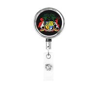 Porte-badge en métal robuste avec armoiries de l'île Maurice, porte-badge rétractable avec clip de ceinture pour porte-clés porte-nom employé enseignant 1
