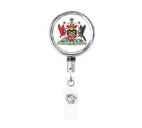 Porte-badge en métal robuste avec blason de Trinité-et-Tobago, porte-badge rétractable avec clip de ceinture pour porte-cartes de visite