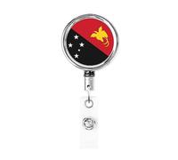 Porte-badge en métal robuste avec drapeau de la Papouasie-Nouvelle-Guinée, porte-badge rétractable avec clip de ceinture pour porte-cartes de visite