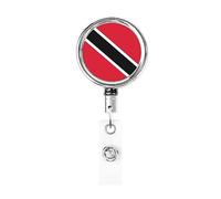 Porte-badge en métal robuste avec drapeau de la Trinité-et-Tobago, porte-badge rétractable avec clip de ceinture pour porte-cartes de visite