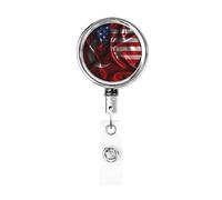 Porte-badge en métal robuste avec drapeau de la Turquie et de l'Amérique, porte-badge rétractable avec clip de ceinture pour porte-cartes de visite