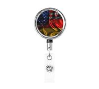 Porte-badge en métal robuste avec drapeau de l'Allemagne et de l'Amérique, porte-badge rétractable avec clip de ceinture pour porte-cartes de visite