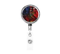 Porte-badge en métal robuste avec drapeau de l'Amérique du Monténégro, porte-badge rétractable avec clip de ceinture pour porte-cartes de visite