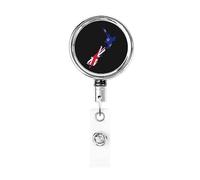 Porte-badge en métal robuste avec drapeau et carte de la Nouvelle-Zélande, porte-badge rétractable avec clip de ceinture pour porte-cartes de visite