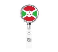 Porte-badge en métal robuste drapeau du Burundi, porte-badge rétractable avec clip de ceinture pour porte-cartes nominatives, enseignant