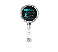 Porte-badge en métal robuste pour la sensibilisation au cancer du col de l'utérus Hope for A Cure, porte-badge rétractable avec clip de ceinture pour porte-cartes de visite