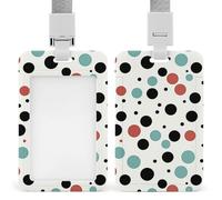 Porte-badge en plastique ABS durable à pois avec cordon, fente push-pull, lanière élégante pour bureau et entreprise