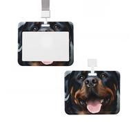 Porte-badge en plastique avec cordon de serrage, motif chien Rottweiler cool, porte-badge, porte-clés, badge de travail pour infirmière, enseignante, bureau, cartes de crédit