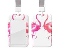 Porte-badge en plastique avec motif flamants roses avec cordon de protection pour carte d'identité, porte-badge avec fenêtre transparente pour infirmière, médecin, fournitures de bureau