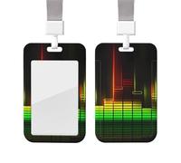 Porte-badge en plastique avec motif vague sonore cool et musique avec cordon de protection pour carte d'identité, porte-nom avec fenêtre transparente pour infirmière, médecin, fournitures de bureau