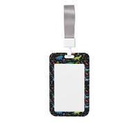 Porte-badge en plastique avec sangle de cou imperméable et motif feuille de palmier dinosaure