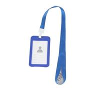 Porte-badge en plastique coloré pour carte d'employé avec cordon, étui pour étiquette de nom d'entreprise (bleu)