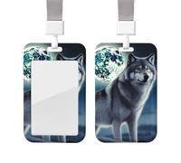 Porte-badge en plastique imperméable avec cordon de protection vertical en forme de loup sous la lune pour le travail, le bureau, les médecins, les infirmières