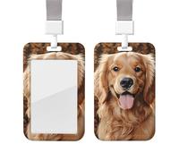 Porte-badge en plastique imperméable avec cordon détachable - Motif golden retriever - Pour le travail, le bureau, les enseignants, les infirmières, les médecins