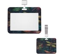 Porte-badge en plastique pour carte d'identité - Porte-badge vertical en forme de libellule - Avec cordon - Pour infirmière, enseignante, bureau