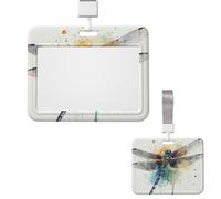 Porte-badge en plastique pour carte d'identité - Porte-badge vertical en forme de libellule - Porte-badge avec lanière - Porte-badge de travail pour infirmière, enseignante, bureau