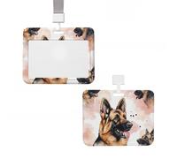 Porte-badge en plastique pour carte d'identité vertical avec lanière - Berger allemand - Pour les amateurs de badges, cartes de clés, cartes de travail, pour infirmière, enseignante, bureau, cartes de