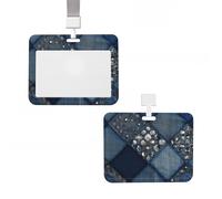 Porte-badge en plastique pour carte d'identité vertical avec lanière en jean incrusté de strass pour badge photo, étiquettes de nom, cartes de travail, badge de travail, pour infirmière, enseignante