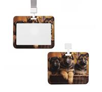 Porte-badge en plastique pour carte d'identité vertical avec lanière - Porte-badge de petit berger allemand - Porte-nom, cartes clés, badge de travail - Pour infirmière, enseignante, bureau, cartes de