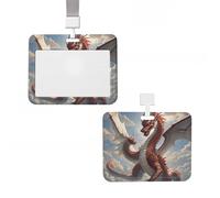 Porte-badge en plastique pour carte d'identité vertical avec lanière - Porte-badge en forme de dragon chinois - Pour cartes de crédit, infirmières, enseignantes, bureau