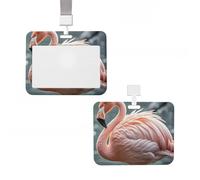 Porte-badge en plastique pour carte d'identité vertical avec lanière - Porte-badge flamant rose - Porte-nom, cartes clés, badge de travail - Pour infirmière, enseignante, bureau, cartes de crédit