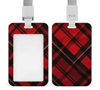 Porte-badge en plastique rigide à carreaux rouge et noir pour cartes de crédit, cartes de crédit et cartes de proximité