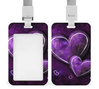 Porte-badge en plastique rigide avec cœurs violets pour cartes de crédit, cartes de crédit et cartes de proximité