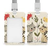 Porte-badge en plastique rigide avec deux chats pour cartes d'identité, cartes de crédit et cartes de proximité