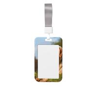 Porte-badge en plastique rigide avec fenêtre transparente, étanche, motif labrador avec lanière pour homme et femme