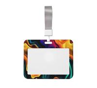 Porte-badge en plastique rigide avec liquide abstrait coloré pour carte de travail, porte-nom pour infirmières et bureau