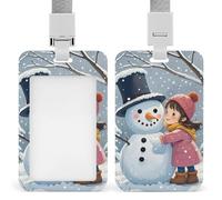 Porte-badge en plastique rigide avec motif bonhomme de neige pour cartes d'identité, cartes de crédit et cartes de proximité