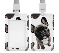 Porte-badge en plastique rigide avec motif bouledogue français, étui de protection pour cartes d'identité, cartes de crédit et cartes de proximité