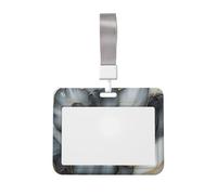 Porte-badge en plastique rigide avec motif floral gris et noir avec dorés, pour cartes de travail, porte-nom pour infirmières, bureau