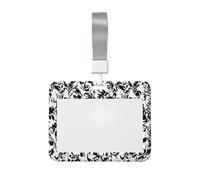 Porte-badge en plastique rigide avec motif floral victorien avec feuilles tourbillonnantes pour infirmières, bureau