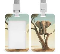 Porte-badge en plastique rigide avec petit éléphant sur un arbre pour cartes de crédit, cartes de crédit et cartes de proximité
