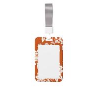 Porte-badge en plastique rigide coulissant simple sur motif floral orange pour infirmières et bureau
