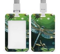 Porte-badge en plastique rigide en forme de libellule verte pour cartes d'identité, cartes de crédit et cartes de proximité