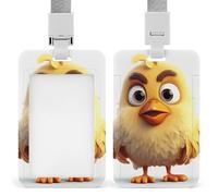 Porte-badge en plastique rigide en forme de poule de dessin animé - Pochette de protection pour cartes d'identité, cartes de crédit et cartes de proximité