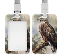 Porte-badge en plastique rigide Hawk assis dans l'arbre - Pochette de protection pour cartes d'identité, cartes de crédit et cartes de proximité