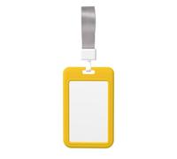 Porte-badge en plastique rigide jaune canard laiteux avec lanière pour badge de travail coulissant pour cartes d'identité, cartes de crédit, clés verticales, étui de protection pour bureau pour homme