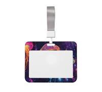 Porte-badge en plastique rigide pour badge d'identification psychédélique en forme de méduse pour infirmières ou bureau