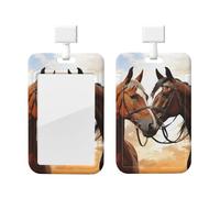 Porte-badge en plastique transparent étanche pour couple de chevaux - Avec cordon tour de cou amovible - Pour bureau, enseignants, infirmières