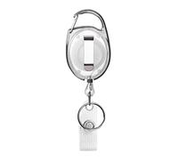 Porte-badge enrouleur blanc avec mousqueton, clip de ceintur een métal et boucle en vinyle, mousqueton porte-clé pour porte-carte, porte-badge