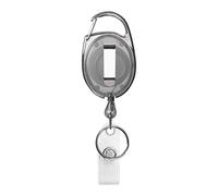 Porte-badge enrouleur gris avec mousqueton, clip de ceinture pour porte-carte, porte-badge, clés, mousqueton porte-clé avec clip en métal et boucle en vinyle
