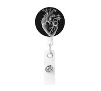Porte Badge Enrouleur Médecin cardiologue anatomique du cœur, Porte Clef Retractable pour Bureau école Clés Infirmières étudiants Enseignant