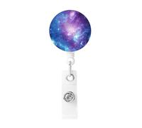 Porte Badge Enrouleur Nébuleuse spatiale la galaxie bleue, Porte Clef Retractable pour Bureau école Clés Infirmières étudiants Enseignant