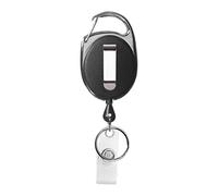 Porte-badge enrouleur noir avec mousqueton, clip et anneau porte-clé pour porte-carte, porte-badge, clés, mousqueton porte-clé avec clip de ceinture