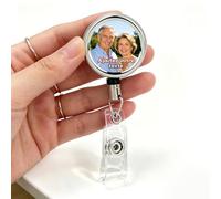 Porte-badge Enrouleur Personnalisable Photo Texte, Porte-Clés avec Clip Ceinture, Porte Clés Attache Pratique, Tour de Cou Badge pour Infirmière Médecin Enseignant Étudiant (Style 3)