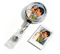 Porte-badge Enrouleur Personnalisable Photo Texte, Porte-Clés avec Clip Ceinture, Porte Clés Attache Pratique, Tour de Cou Badge pour Infirmière Médecin Enseignant Étudiant (Style 1)