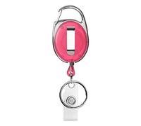 Porte-badge enrouleur rose avec mousqueton, clip de ceintur een métal et boucle en vinyle, mousqueton porte-clé pour porte-carte, porte-badge